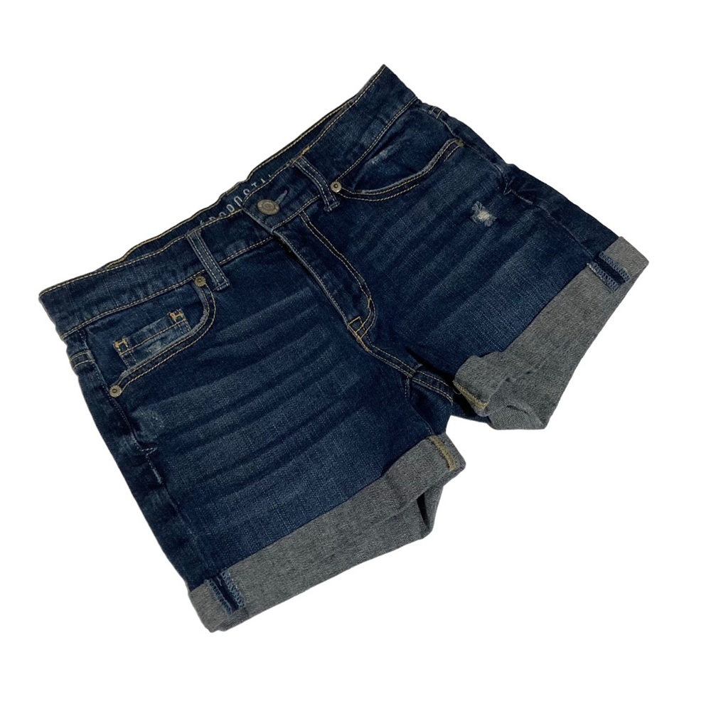 AEROPOSTALE JEAN SHORTS BOYFRIEND MIDI WITH CUFFED HEM LIGHT DISTRESSING SIZE 00